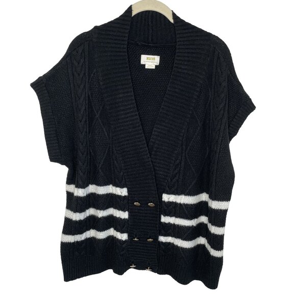Maeve by Anthropologie Black Striped Knit Sweater Vest, M - Picture 2 of 9
